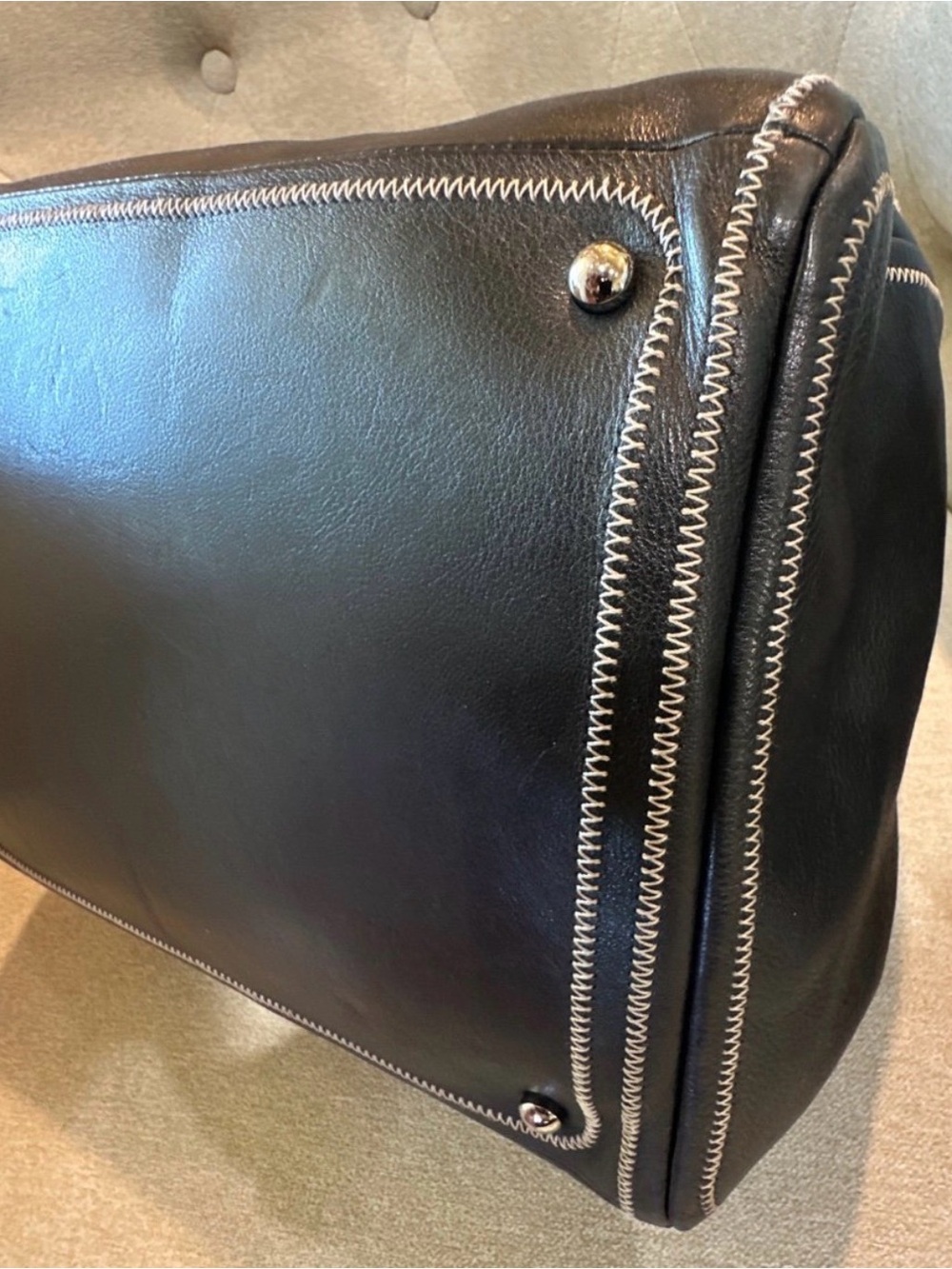 Authentic CHANEL Black Lambskin Leather Bowler Handbag - Picture 7 of 12